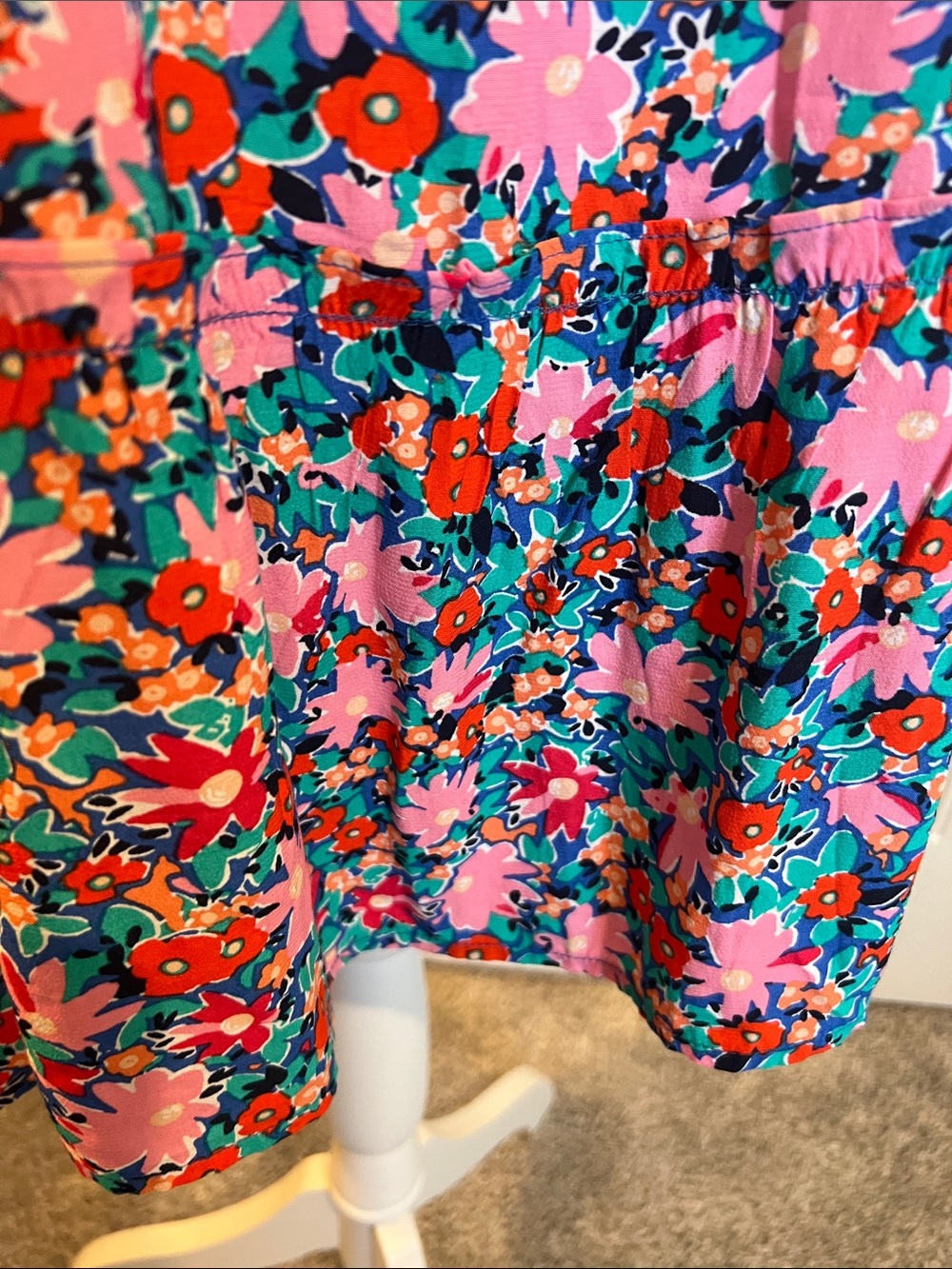 🌸 LOFT Petite Floral Tie Back Dress Pink Blue Sleeveless‎ Drop Waist Size LP - Picture 7 of 16